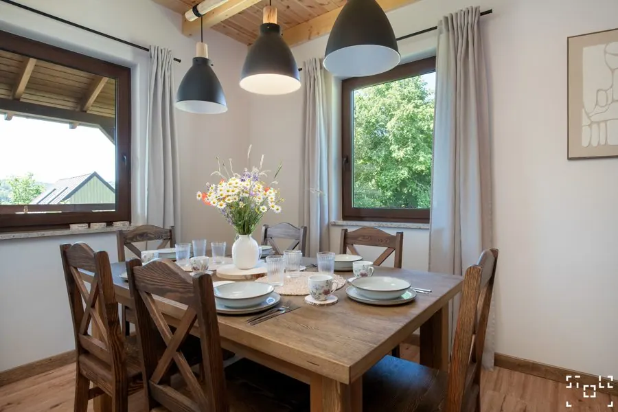 Dining area with a wooden table