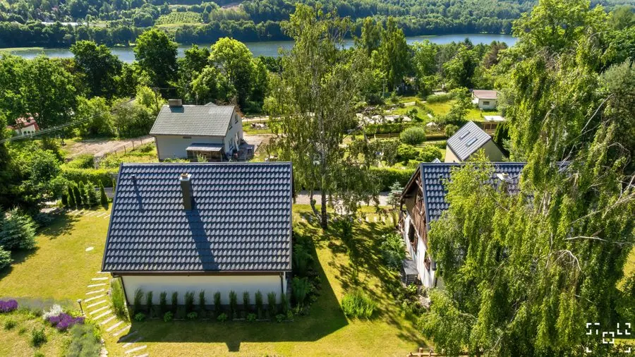 Lakeside house from a drone