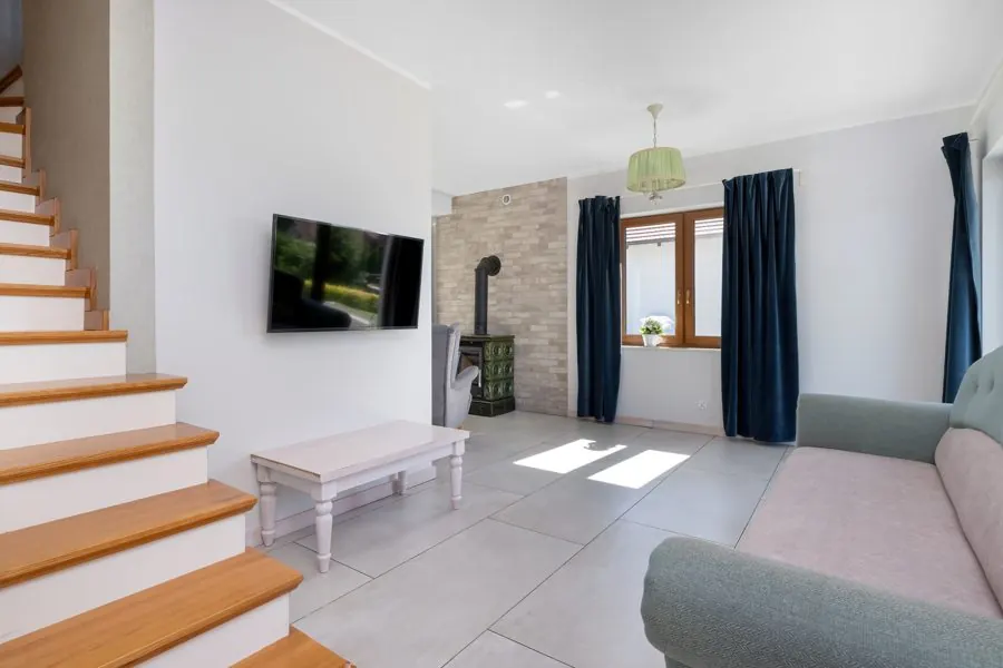 Living room with staircase