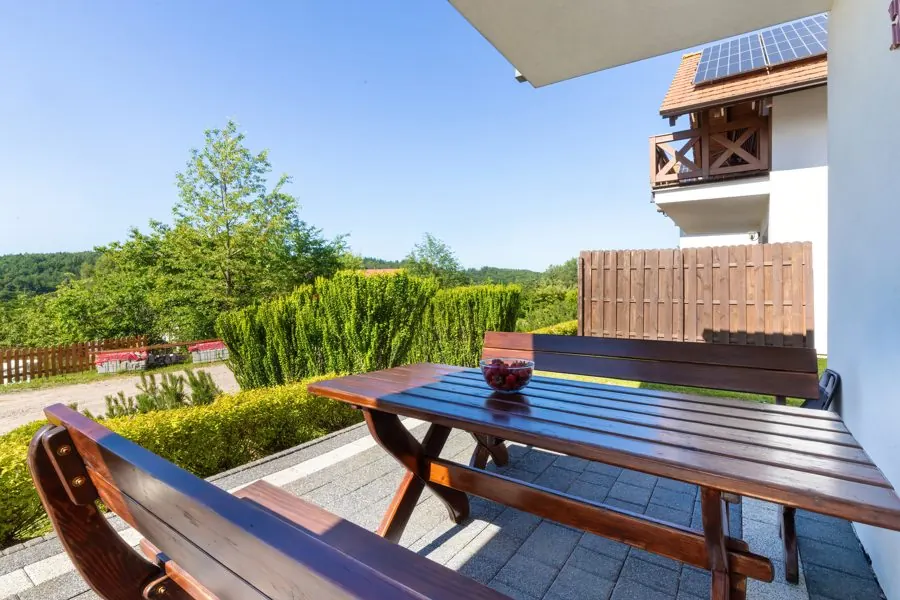 Balcony overlooking the garden