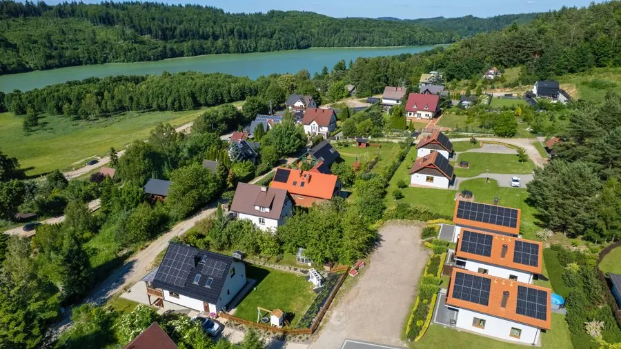 Houses and lake from the air