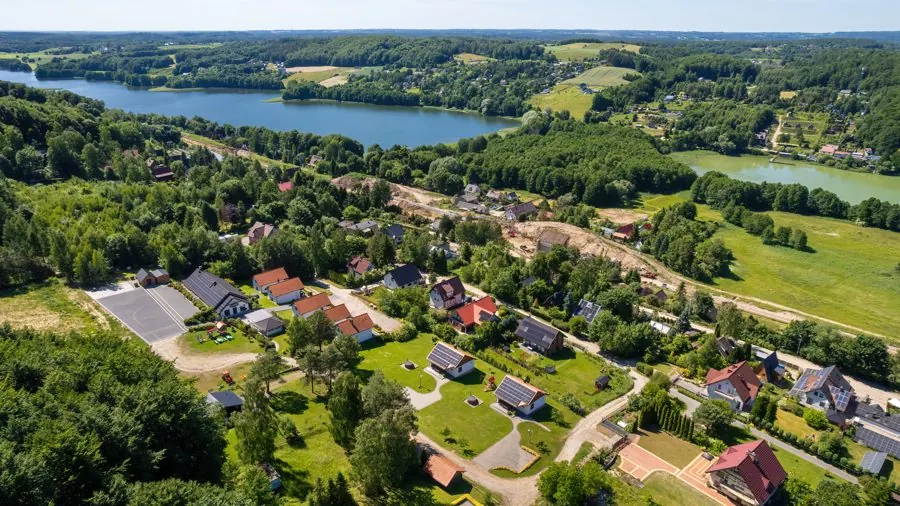 Lakeside houses from above